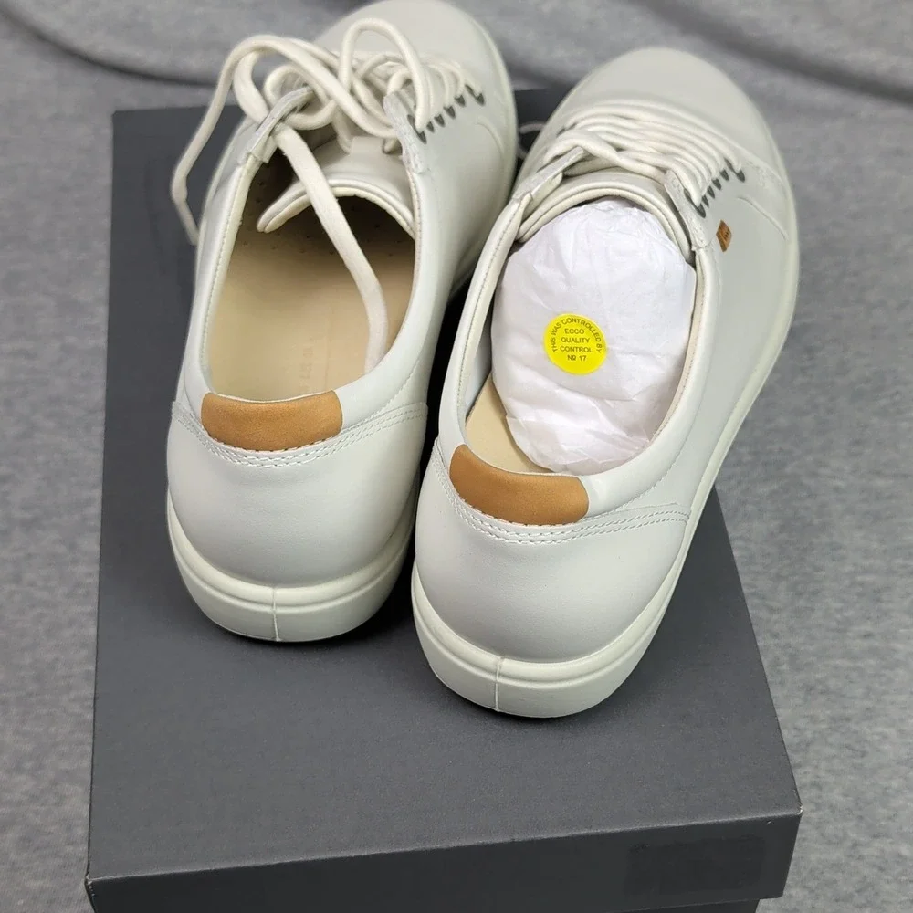 ECCO Soft 7 W White Leather Lace Up Sneakers 430003 01007 Womens 9-9.5 EU 40